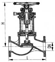 Клапан 521-35.1641 запорный фланцевый проходной сильфонный Ду 100 Ру 10 