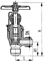 Клапан 521-35.865 запорный штуцерный угловой сальниковый Ду 25 Ру 25 