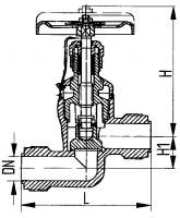 Клапан 521-ЗМ651 запорный штуцерный проходной сальниковый Ду 25 Ру 25 