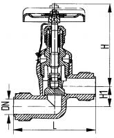 Клапан 521-35.864 запорный штуцерный проходной сальниковый Ду 25 Ру 25 