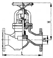 Клапан 521-35.2954 запорный фланцевый проходной для аммиака Ду 150 Ру 25 