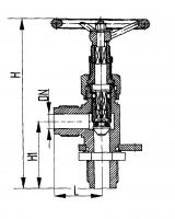 Клапан 521-03.146-1 запорный штуцерный угловой с кронштейном для крепления Ду 25 Ру 200 