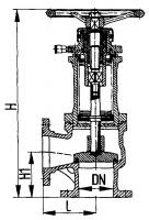 Клапан 522-35.1233 невозвратно-запорный фланцевый угловой сальниковый Ду 60 Ру 64 