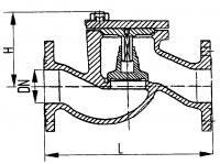 Клапан 522-35.1317 невозвратный фланцевый проходной с уплотнением запорного органа металл по металлу Ду 100 Py 40 