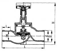 Клапан  521-03.442-02 запорный проходной с присоединением под дюрит Ду 32 Ру 6 