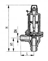 Клапан 524-03.229-02 предохранительный штуцерный угловой мембранный Ду 20 Py 13 