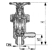 Клапан 521-35.460 запорный штуцерный угловой бессальниковый с герметизацией Ду 10 Ру 10 