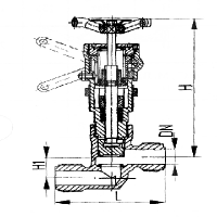 Клапан 521-03.018 быстрозапорный штуцерный проходной с тросиковым приводом Ду 20 Ру 6 