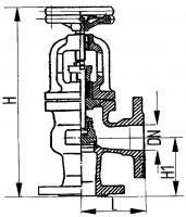 Клапан 521-35.933 запорный фланцевый угловой сальниковый Ду 25 Ру 25 