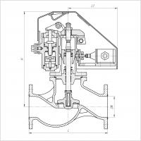 Клапан 522-35.2001-01 запорный фланцевый проходной с приводом Ду 80 Ру 10 