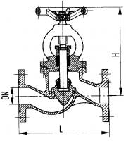 Клапан ББББ.491115.004 запорный фланцевый проходной сальниковый специальный Ду 32 Ру 63 
