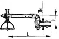 Кран цапковый для умывальника поворотный с сеткой ВН52-60-4, ИТШЛ.491711.006 Ду 15 Py 6 