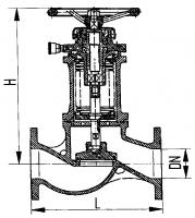 Клапан 521-03.508 запорный фланцевый проходной сильфонный Ду 150 Ру 10 