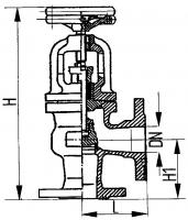 Клапан 521-01.144 запорный фланцевый угловой сальниковый Ду 25 Ру 25 