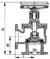 Клапан 521-35.1695 запорный фланцевый угловой Ду 125 Ру 40 