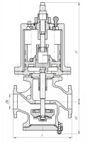 Клапан 528-182.022 фланцевый переключающий с пневмоприводом, ручным управлением, сигнализатором Ду 70 Py 6 