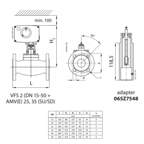 Клапан регулирующий VFS 2 Ду 15 Kvs 1, Danfoss 065B1512 