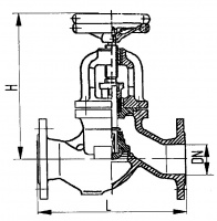 Клапан 522-35.1343 невозвратно-запорный фланцевый проходной сальниковый Ду 175 Ру 10 