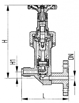 Клапан 521-35.1743 запорный бортовой проходной сильфонный Ду 10 Ру 16 