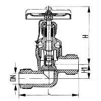 Клапан 521-01.472 запорный штуцерный проходной сальниковый Ду 25 Ру 40 