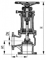 Клапан 521-35.743 запорный фланцевый угловой сильфонный Ду 40 Ру 25 