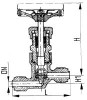 Клапан 521-35.609 запорный штуцерный проходной сальниковый Ду 10 Ру 10 