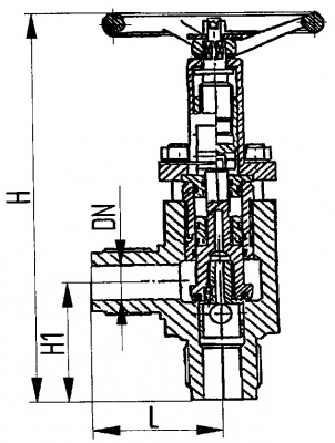 Клапан 521-35.3200 запорный штуцерный угловой для высоких давлений Ду 32 Ру 400 