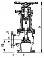 Клапан 521-35.2226 запорный фланцевый угловой сильфонный Ду 150 Ру 16 
