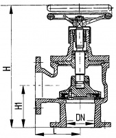 Клапан 521-35.693 запорный фланцевый угловой Ду 40 Ру 150 