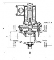 Клапан ИТШЛ.492185.001-03 запорный проходной фланцевый с электромагнитным и ручным приводом Ду 80 Ру 10 