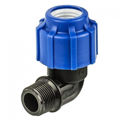 Угольник (отвод) компрессионная PN 16 д/ПЭ Ду 40-1 1/4, обжимное-штуцер 