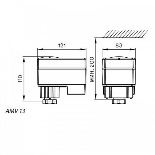 Электропривод AMV 13 с возвр. пружиной для клапанов VM 2, VFM 3 (Ду 15-25), ход 5,5, 230В, Danfoss 082G3003 