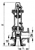 Клапан 524-03.226-01 предохранительный фланцевый угловой с принудительным подрывом Ду 32 Py 4 