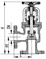 Клапан 522-35.954 невозвратно-управляемый фланцевый угловой сальниковый Ду 32 Py 40 